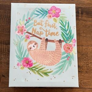 Adorable sloth in branch canvas print 8x10